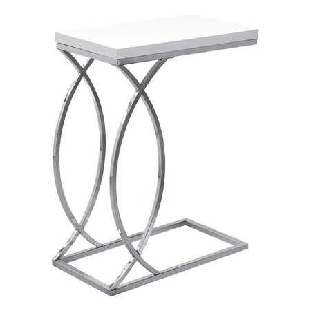 Daphnes Dinnette Glossy White & Chrome Metal Accent Table DA2618161